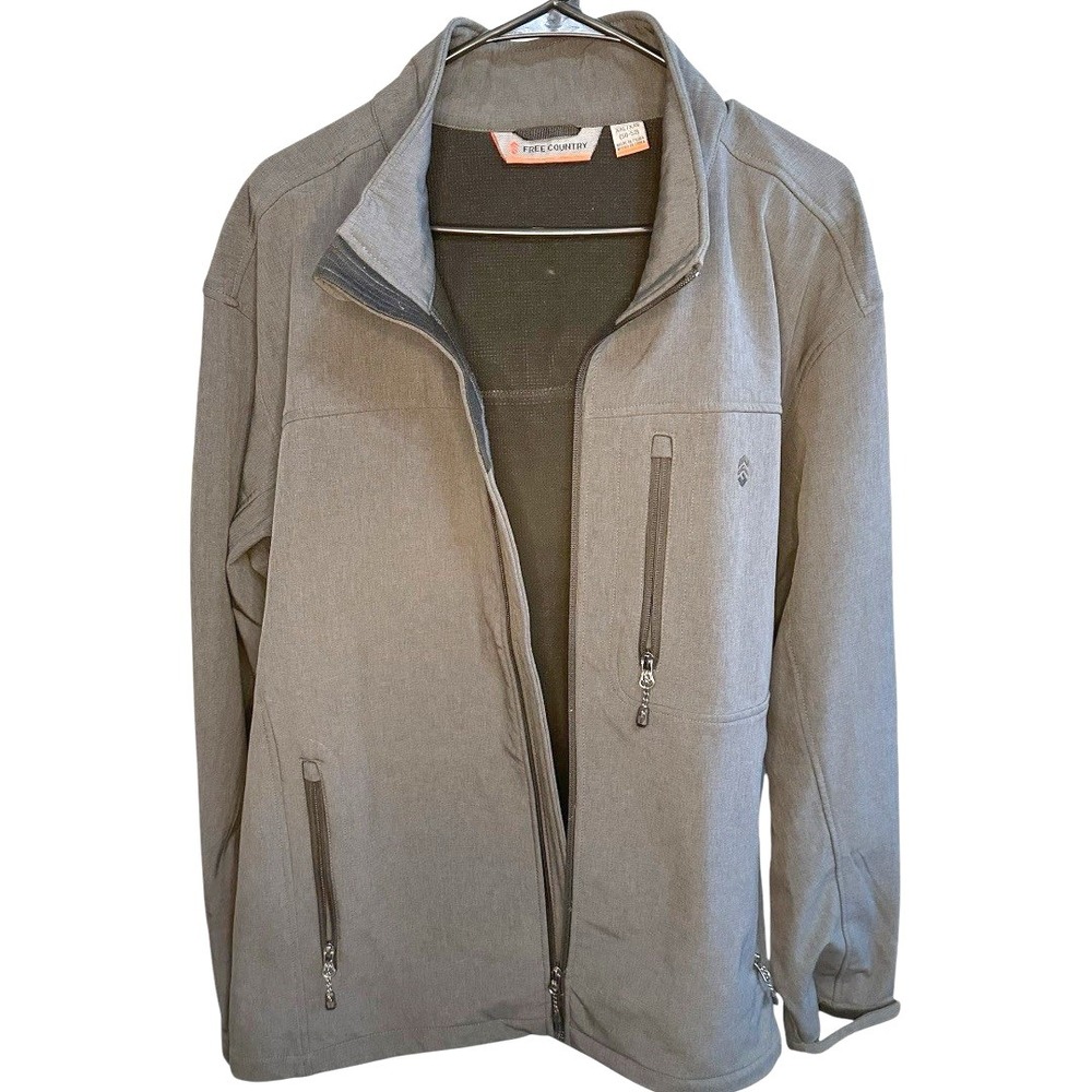 Free Country Gray Super SoftShell Water, Wind, Resistant Jacket Mens XXL